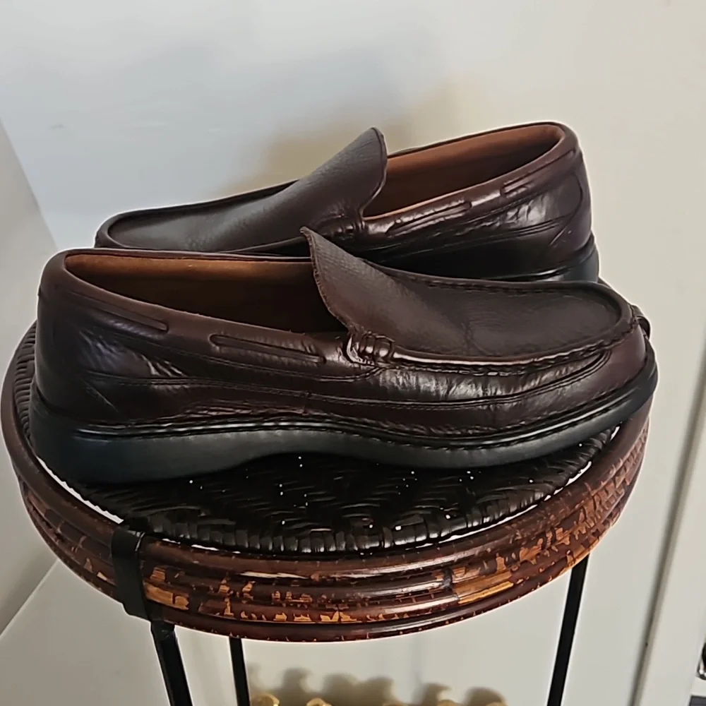 Sperry Top Sider Brown Leather Boat Loafers 10.5M slip on pebbled leathers